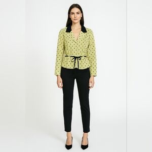 Women's Polka Dot Blazer/Jacket - Lime Green and Black